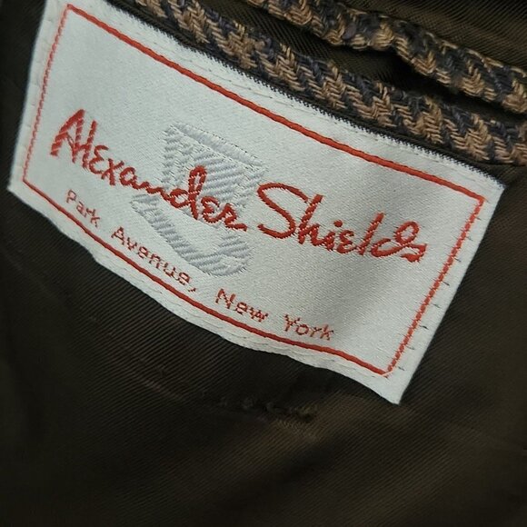 Alexander Shields 60s Vintage Tan Houndstooth Sport Jacket Size 38R - Picture 4 of 6